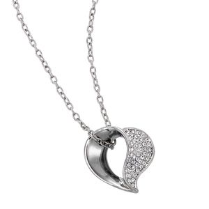 Traci Lynn Jewelry Silver Abstract Heart Necklace